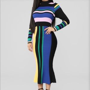 New Multicolored Striped Sweater Dress